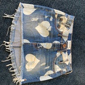One teaspoon mini denim skirt with hearts